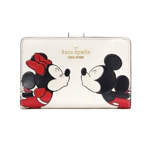 NWT $229 Disney x Kate Spade Minnie & Mickey Mouse Medium Compact Bifold Wallet